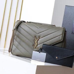 BOLSA YSL LOULOU LARGE CINZA